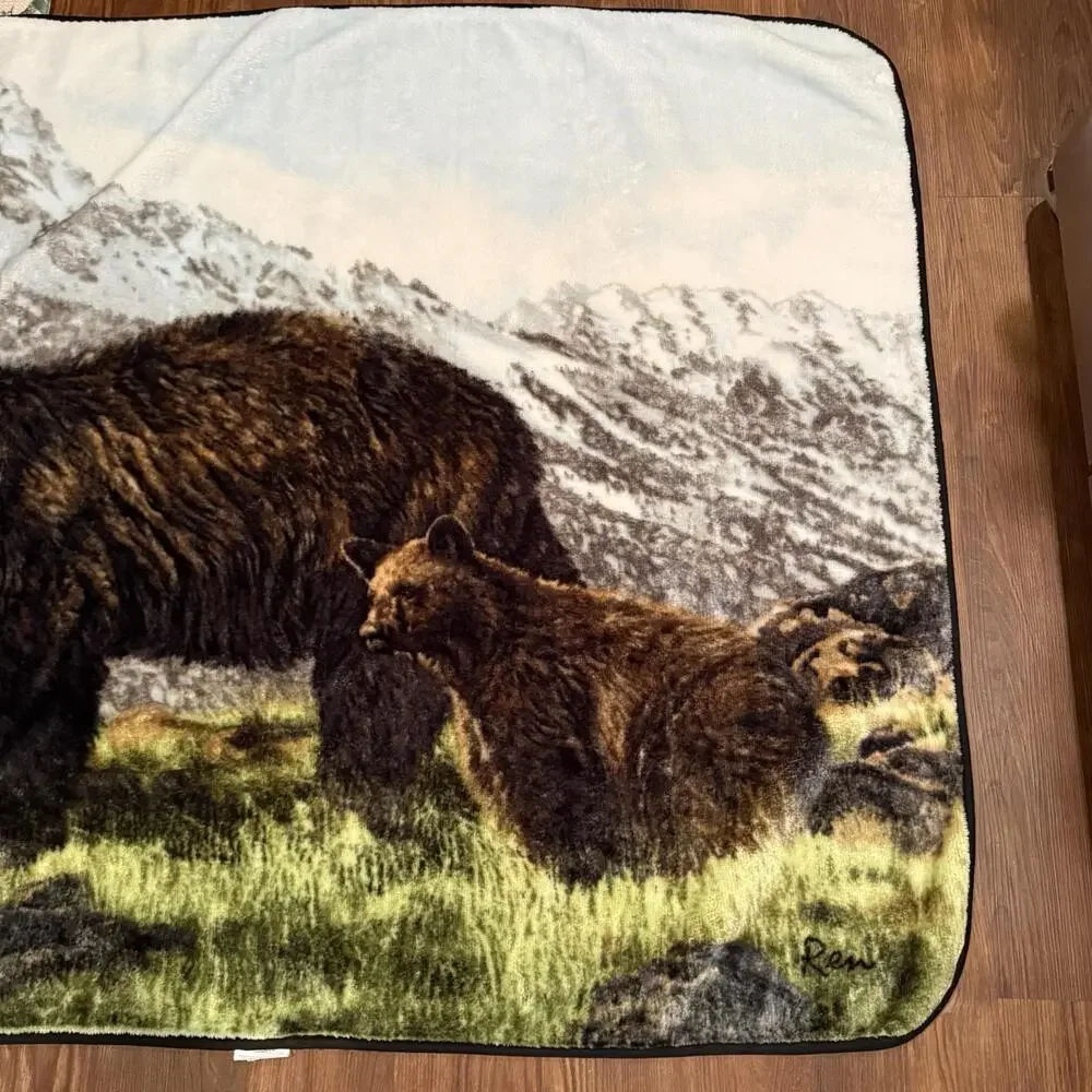 Vintage‎ Northwest Grizzly Bears Nature Throw Blanket On the Wild Side 60x50
